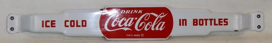 White Drink Ice Cold Coca Cola in Bottles Porcelain Advertising Door Push (1 of 5)