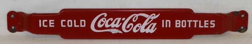 Red Drink Ice Cold Coca Cola in Bottles Porcelain Advertising Door Push (1 of 6)