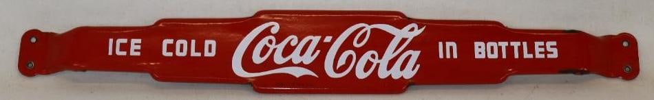 Red Drink Ice Cold Coca Cola in Bottles Porcelain Advertising Door Push (1 of 6)