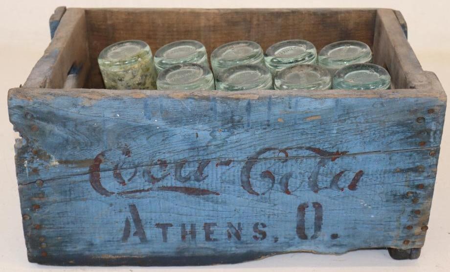 Coca Cola 24 Bottle Athens OH Blue Wooden Carrying Case (1 of 5)
