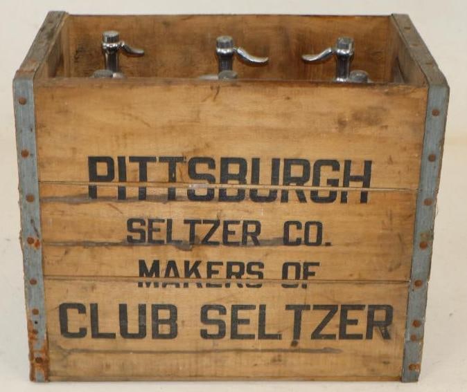 Pittsburgh Seltzer Co. 6 Bottle 26 oz. Bottles Wooden Carrying Case (1 of 5)
