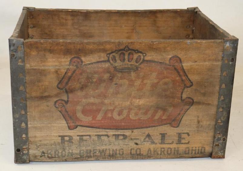 White Crown Beer-Ale Akron Brewing Co. 24 Bottle Wooden Carrying Crate (1 of 4)