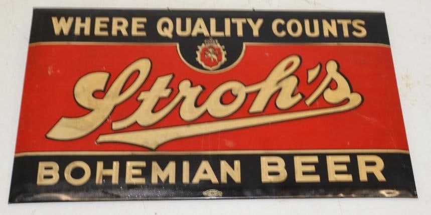 Stroh's Where Quality Counts Bohemian Beer TOC Easel Back Sign (1 of 2)