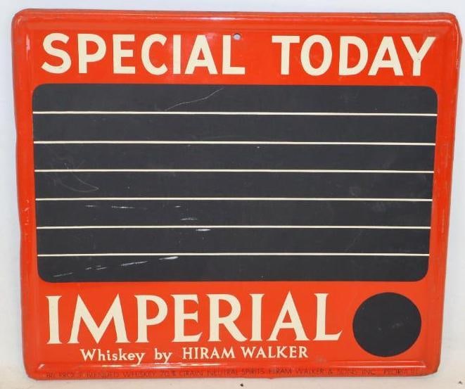Imperial Whiskey by Hiram Walker Peoria Ill. Self Framed Menu Chalk Board (1 of 2)