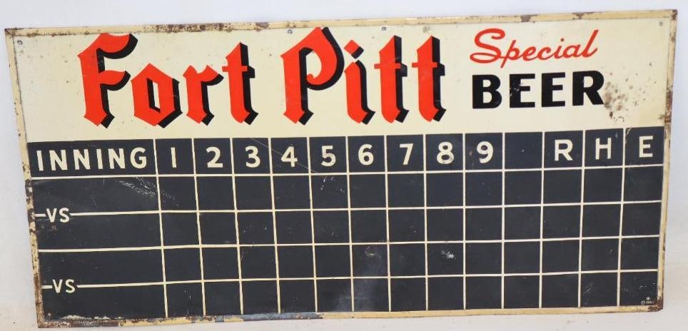 1940 Fort Pitt Special Beer Baseball Scoreboard Chalkboard (1 of 2)