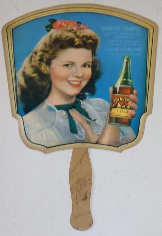 1940's Royal Crown Cola Shirley Temple Flat River Missouri Advertising Cardboard Fan (1 of 9)