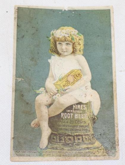 1880's Hires Root Beer Cardboard Advertising Trade Card: 3.75" x 5.75"
