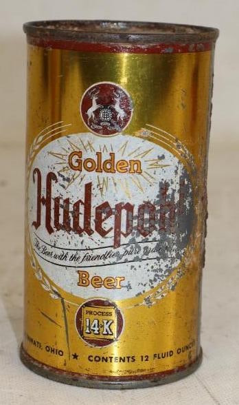 Hudepohl 14k Golden Flat Top Beer Can (1 of 2)