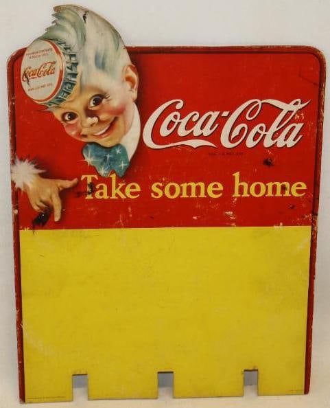 1944 Sprite Boy "Take Some Home" Coca-Cola Advertising Display Cardboard Topper Sign (1 of 5)