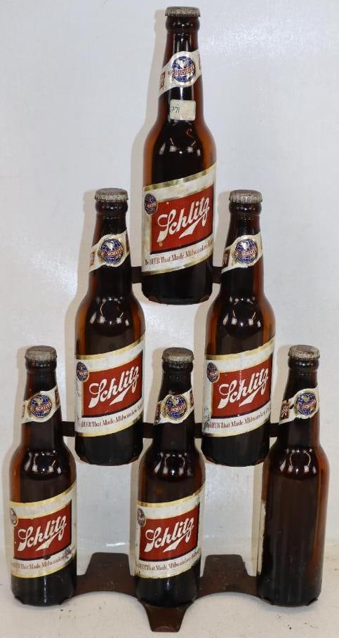 Schlitz Beer 6-Bottle Pyramid Countertop Display (1 of 2)