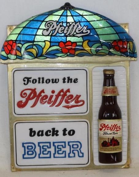 Pfeiffer Beer Embossed Plastic Display Sign (1 of 2)