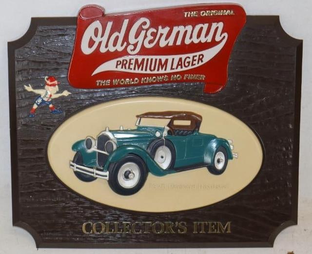 Old German Premium Lager Display Sign with 1928 Packard Roadster (1 of 2)