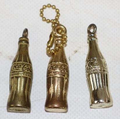 Group of 3 Gold Coca Cola Bottle Keychains (1 of 3)