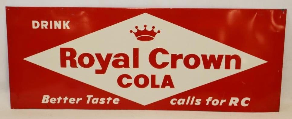 Drink Royal Crown Cola "Better Taste Calls for RC" Embossed Single Sided Tin Tacker Advertising Sign (1 of 6)