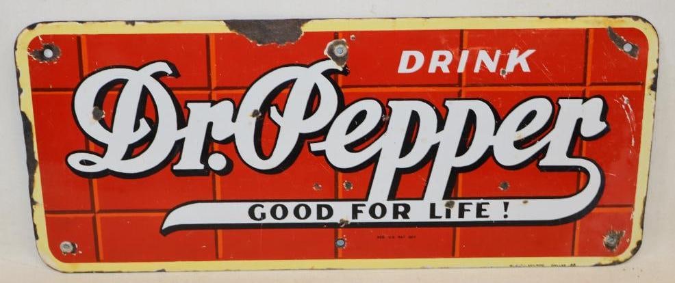 Drink Dr. Pepper "Good For Life!" Single Sided Porcelain Soda Advertising Sign (1 of 7)