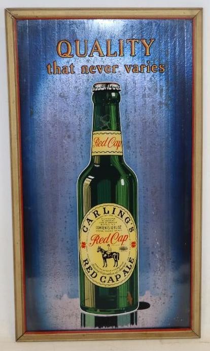 Carling's Red Cap Ale Reverse Painted Glass Framed Advertising Sign (1 of 5)