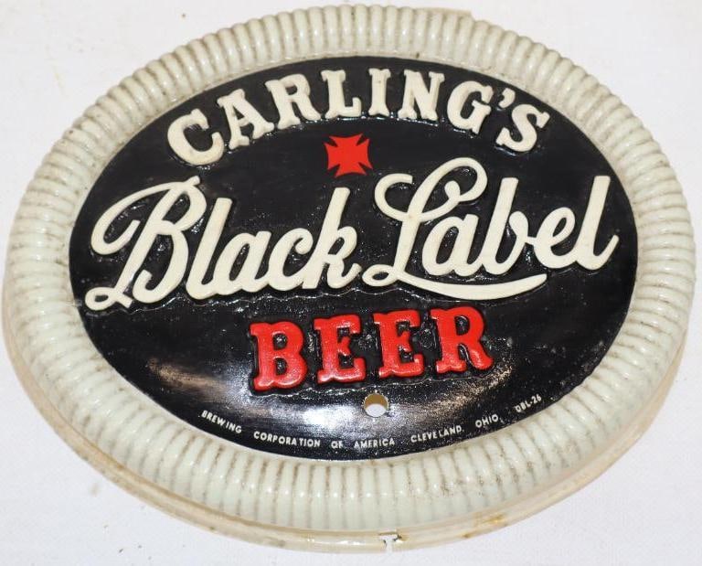 Carling's Black Label Beer Embossed Light Up Sign Lense: Has 2 small cracks, measures 8"x9.75"