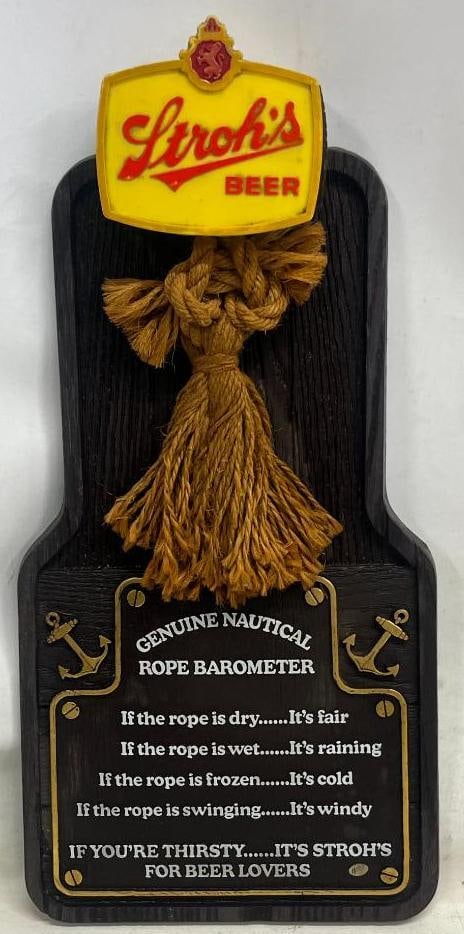 Stroh's Beer Genuine Nautical Rope Barometer Advertising Sign (1 of 4)
