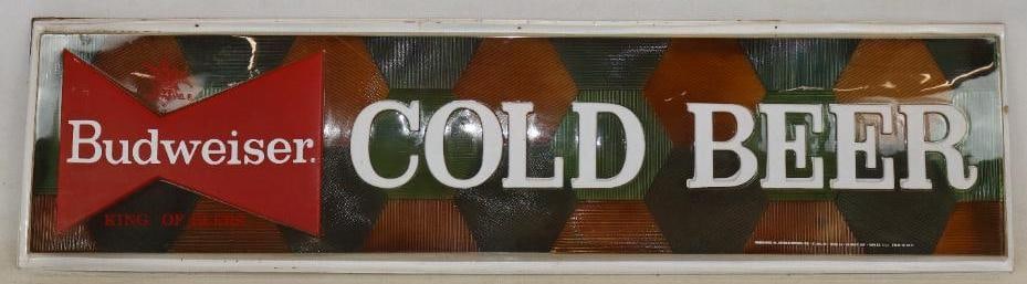 1964 Budweiser King of Beers Cold Beer Embossed Advertising Sign (1 of 5)