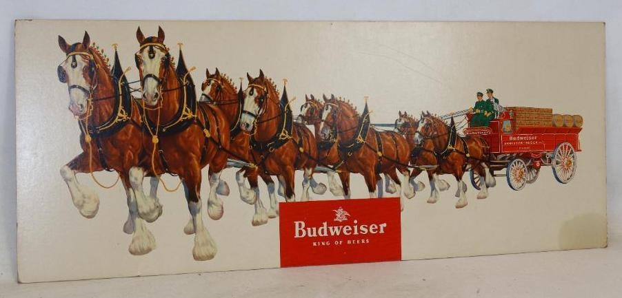 Budweiser King of Beers Clydesdale Cardboard Advertising Sign: 50" x 20"