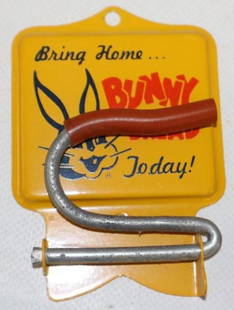 Bring Home Bunny Bread Today Advertising Sign with Broom Holder: Is in great condition with very little wear. 2.5" x 3.5"