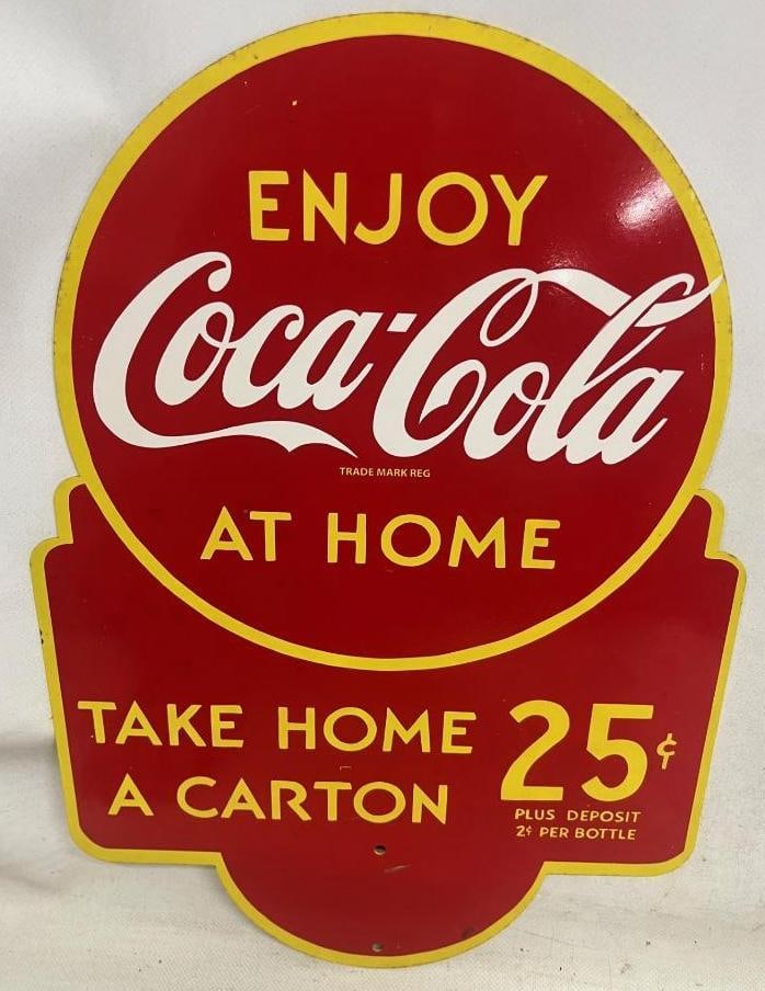Enjoy Coca Cola At Home 25 Cent 6 Pack Bottle Double Sided Display Rack Topper Sign-Reproduction (1 of 6)