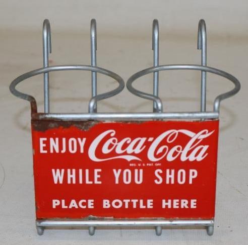 1950's Enjoy Coca Cola While You Shop Advertising Cart Bottle Holder (1 of 3)