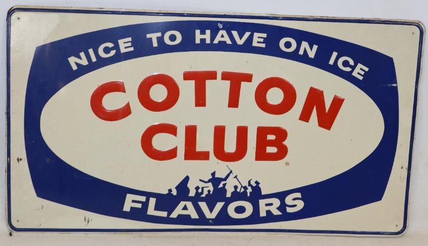 "Nice to Have Cotton Club Flavors on Ice" Embossed Self Framed Single Sided Metal Advertising Sign (1 of 4)