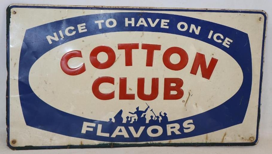 "Nice to Have Cotton Club Flavors on Ice" Embossed Self Framed Single Sided Metal Advertising Sign (1 of 4)