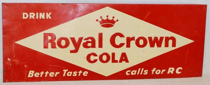 Embossed Drink Royal Crown Cola "Better Taste Calls For RC" Single Sided Metal Advertising Sign (1 of 4)