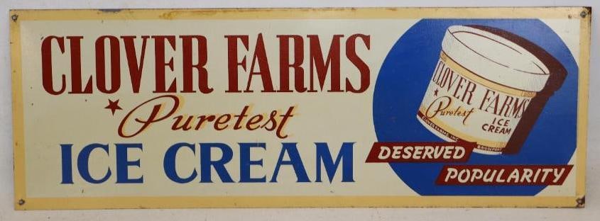 Clover Farms Purest Ice Cream Single Sided Metal Advertising Sign (1 of 2)