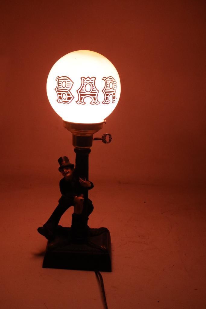 Bar Light Post Light Up Countertop Display Sign: In working condition, 6" x 5" x 18"