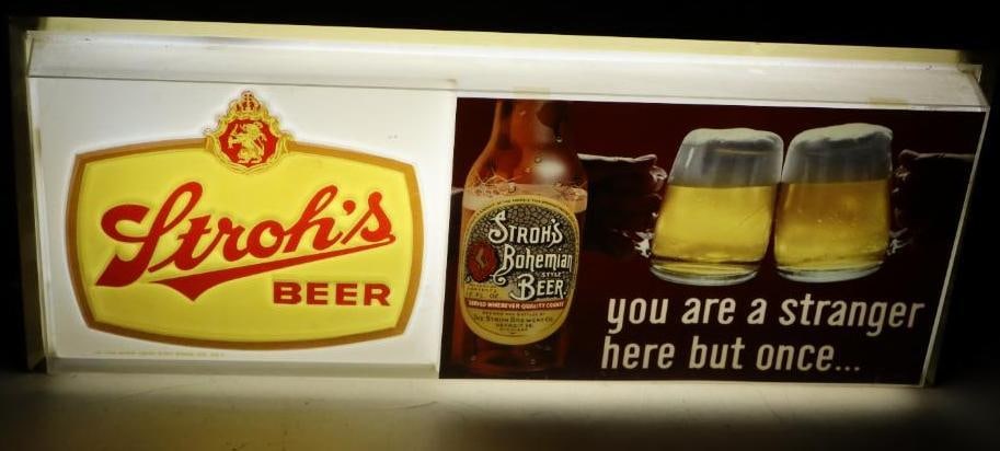 Stroh's Beer "Your Are A Stranger Here But Once" Light-Up Advertising Sign (1 of 3)