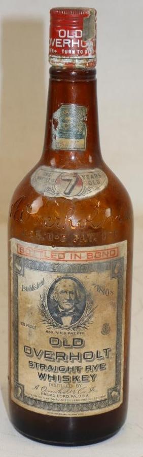 Old Overholt Straight Rye Whiskey 4/5 Quart Brown Bottle (1 of 2)