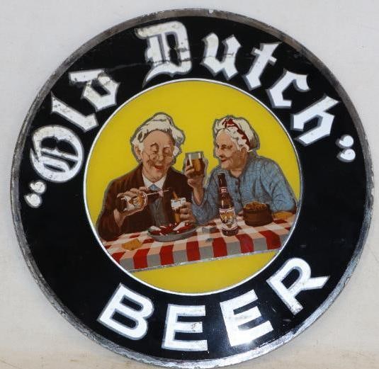 Old Dutch Beer Reverse Painted Mirror Advertising Sign (1 of 2)