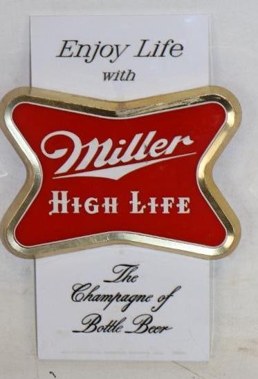 Miller High Life Plastic Advertising Sign: 6.5" x 9.5"