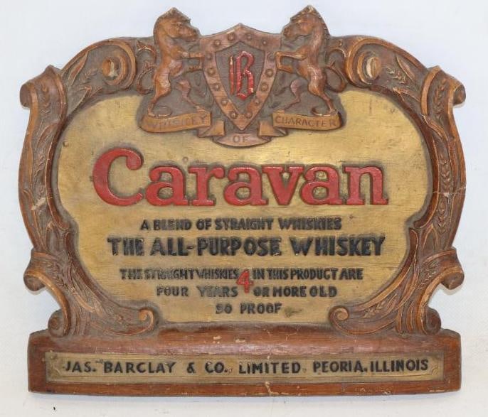 Barclay Caravan Wooden Advertising Display Sign: 10" x 9" x 1"