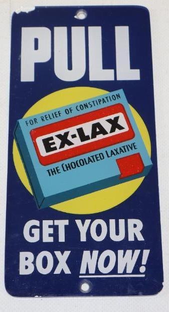 Ex-Lax "Get Your Box Now!" Plastic Door Pull Advertising Sign (1 of 4)