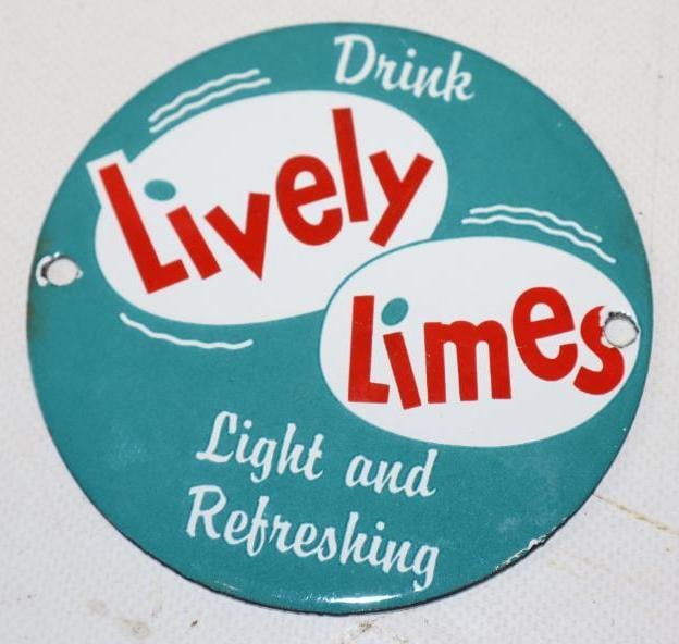 Drink Lively Limes ( Light And Refreshing ) Porcelain Advertising Door Push (1 of 2)