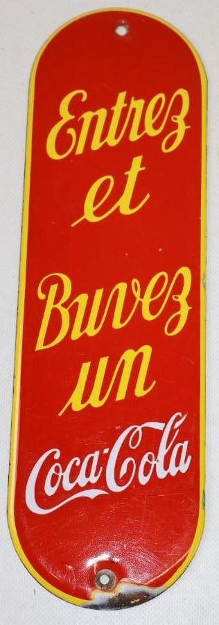 Enter And Drink A Coca-Cola Porcelain Advertising Door Push (1 of 2)