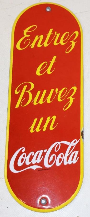 Enter And Drink A Coca Cola Porcelain Advertising Door Push (1 of 2)