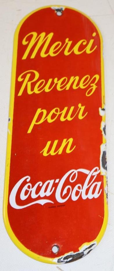 Thank You Come Back For A Coca Cola Porcelain Advertising Door Push (1 of 2)