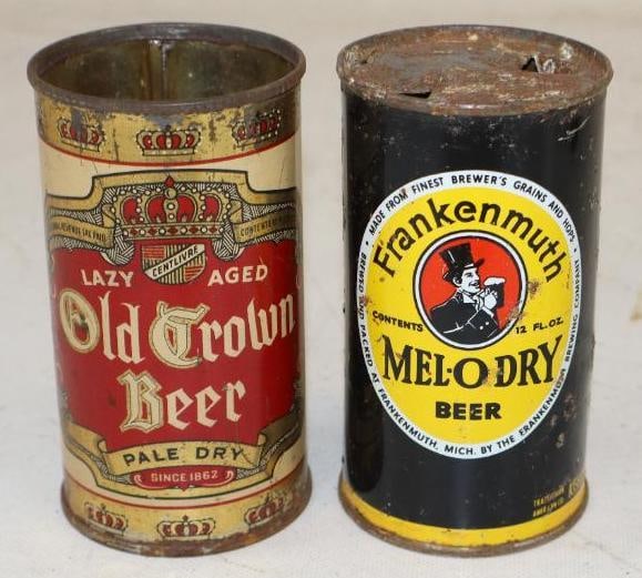 Group of 2 Old Crown & Frankenmuth Flat Top Beer Cans (1 of 2)