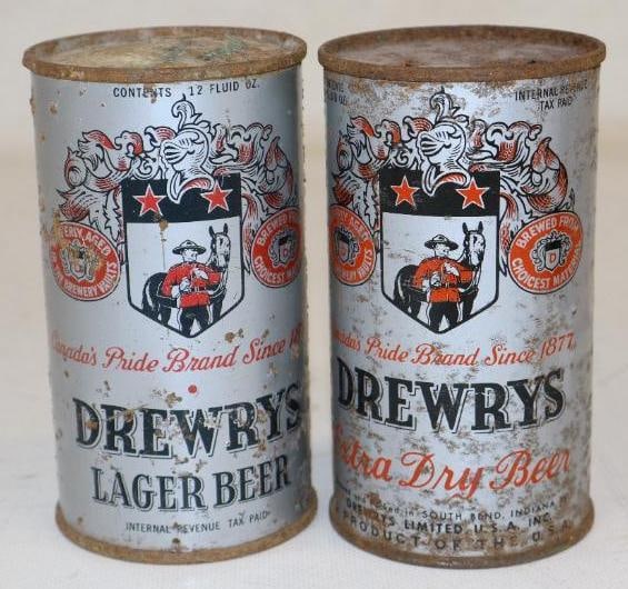 Group of 2 Drewry's Lager & Extra Dry Flat Top Beer Can (1 of 2)