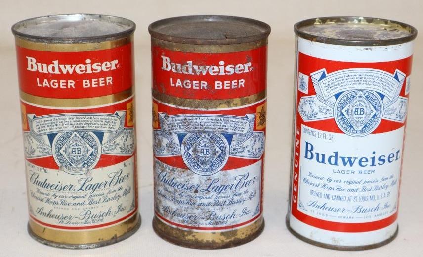 Group of 3 Budweiser Lager Flat Top Beer Cans (1 of 2)