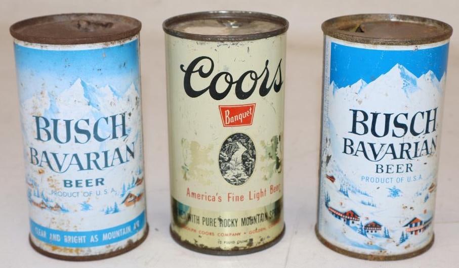 Group of 3 Busch Bavarian & Coors Banquet Flat Top Beer Cans (1 of 2)
