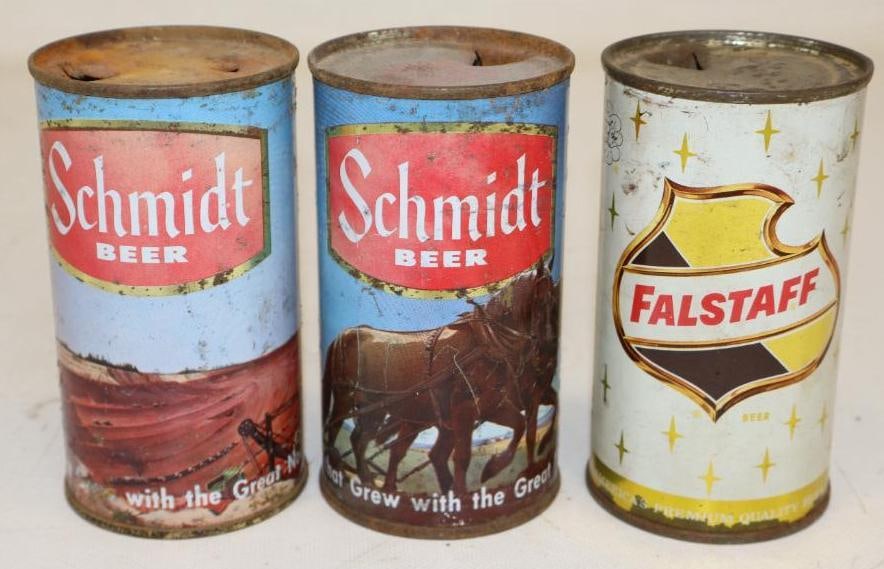 Group of 3 Schmidt & Falstaff Flat Top Beer Cans (1 of 2)