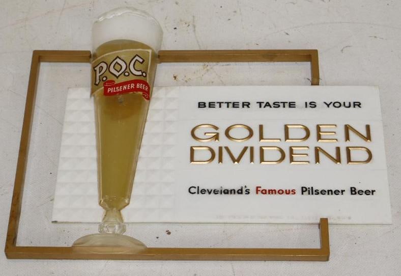 POC Pilsener Beer "Better Taste Is Your Golden Dividend" Advertising Sign (1 of 2)