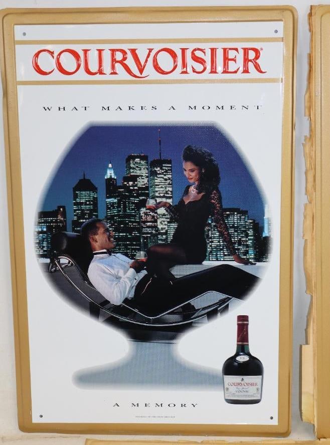 Group Of 5 NOS Courvoisier Cognac Embossed Advertising Signs (1 of 4)