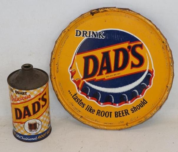 Group of 2 Dad's Root Beer Barrel Lid and 32 oz Cone Top Can (1 of 7)